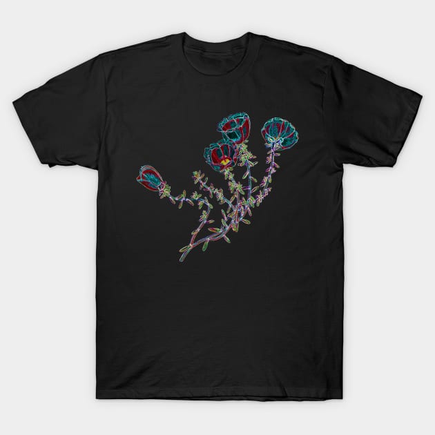 Black Panther Art - Glowing Flowers in the Dark 3 T-Shirt by The Black Panther